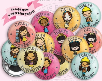 Future Goals Button Badge Pins Set - Gifts for GIRLS Pioneer Missionary Bethelite jw ministry - jw gifts best life ever jw