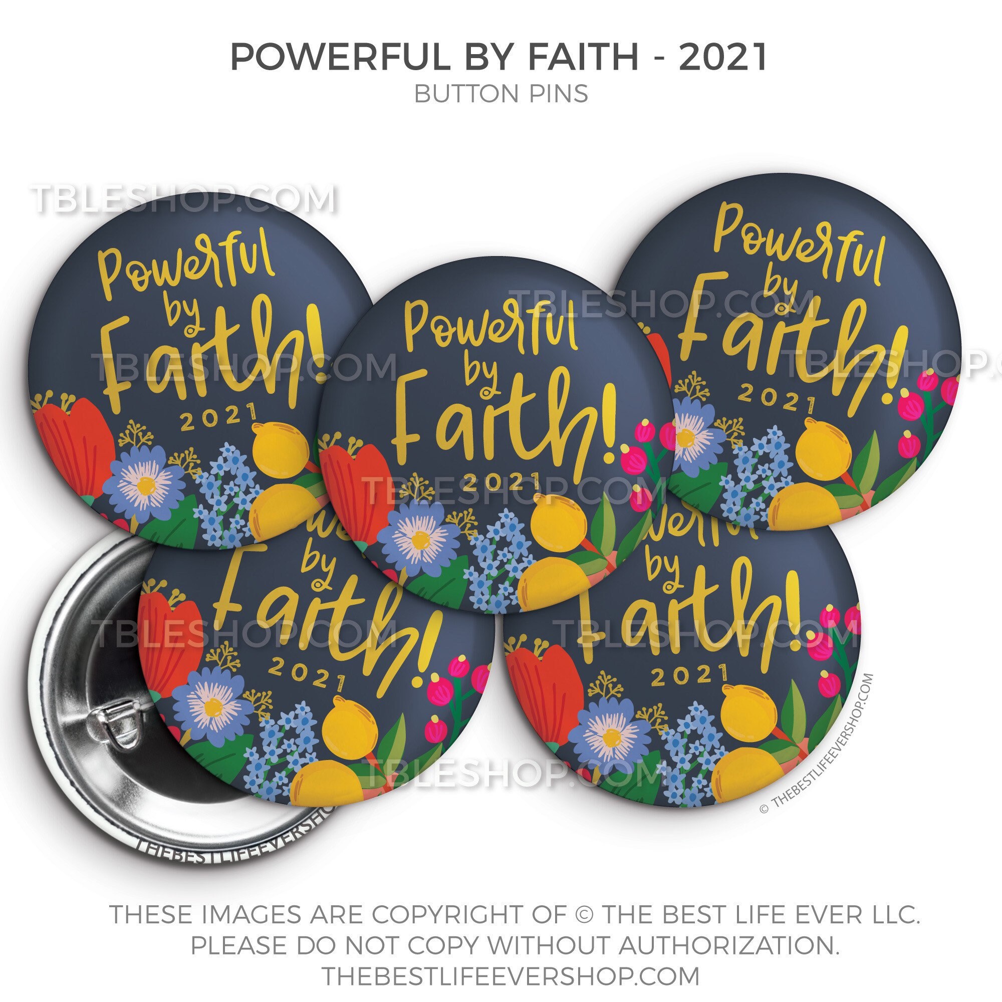 Powerful By Faith Button Pin Set - 2021 Regional Convention - French …