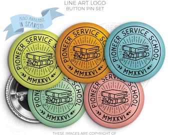 2026 Pioneer School Button Pins Set – MMXXVI LINE ART