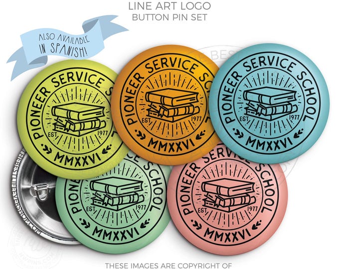 2026 Pioneer School Button Pins Set – MMXXVI LINE ART