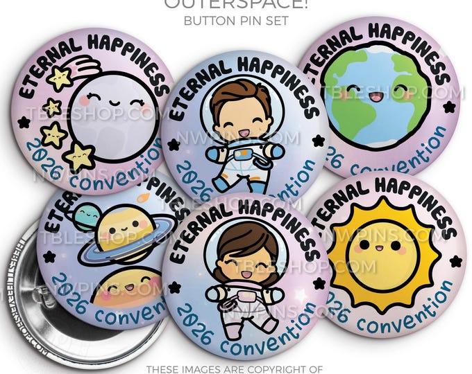 Eternal Happiness 2026 Convention Button Pins - OUTERSPACE! - jw gifts - jw, convention gifts, regional convention