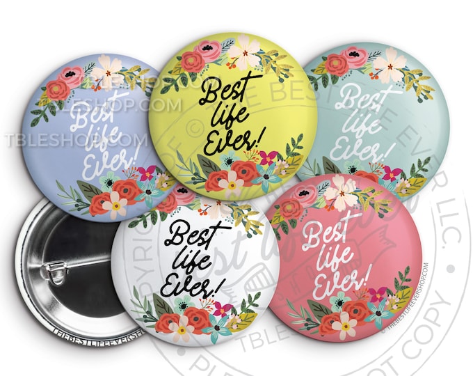Best Life Ever SWEET FLORAL Button Pin Set -  - jw gifts - jw pioneer - gifts for pioneers - gifts for sisters