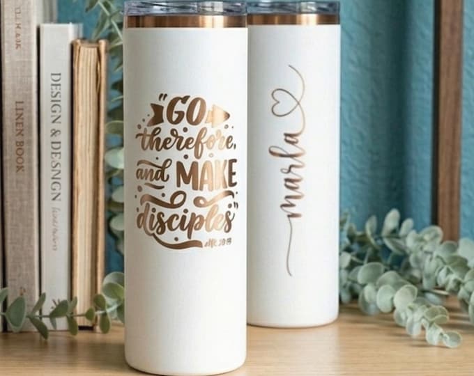 20 oz Personalized Tumbler – “Make disciples” (Matthew 28:19) - Available in English and Spanish