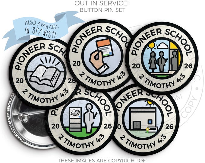 2026 Pioneer School Button Pin Set - OUT IN SERVICE