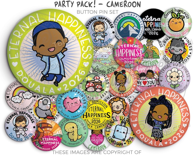 Eternal Happiness 2026 International Convention Button Pins Douala CAMEROON - PARTY PACK! jw convention gifts