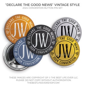Declare the Good News 2024 Convention Button Pins - Vintage Style jw gifts - jw, gifts for kids, convention gifts