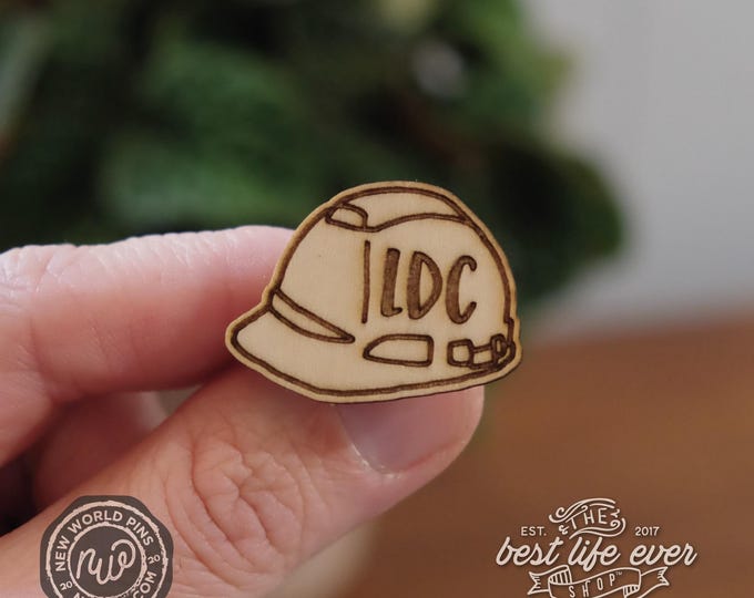 LDC Hardhat Laser Engraved Wood Lapel Pin