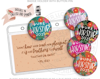 2025 Pure Worship Convention Badge Holder - FLORAL WREATH regional convention- jw- bestlifeever - jw gifts - special convention