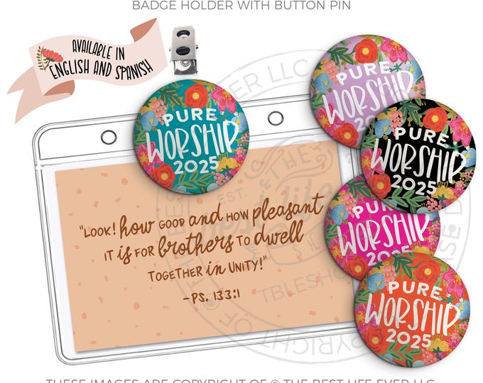 2025 Pure Worship Convention Badge Holder - FLORAL WREATH regional convention- jw- bestlifeever - jw gifts - special convention