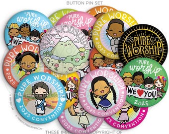 Pure Worship! 2025 Regional Convention Button Pins PARTY PACK! jw gifts - best life ever shop