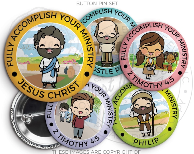 Fully Accomplish Your Ministry Pioneer School Button Pin Set EVANGELIZERS - jw gifts - pioneer - best life ever, gifts for pioneers