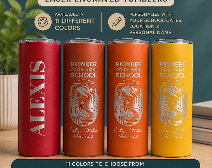 2026 Personalized Floral Pioneer School 20 oz Travel Mug/Tumbler- jw gifts - jw ministry - best life ever - jw pioneer - letter writing mug
