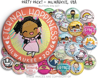 Eternal Happiness 2026 International Convention Button Pins Party Pack! MILWAUKEE USA