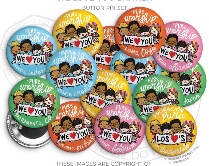2025 Pure Worship SPECIAL CONVENTION Button Pins - We Love You Banner - jw gifts, jw org, best life ever, convention gifts