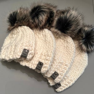 Merino Wool Knit Hat - Cream