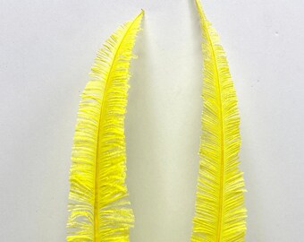 2 Pcs Bright YELLOW Ostrich NANDU Feather Plumes 20-30" for Centerpieces Vases Craft Halloween Costumes