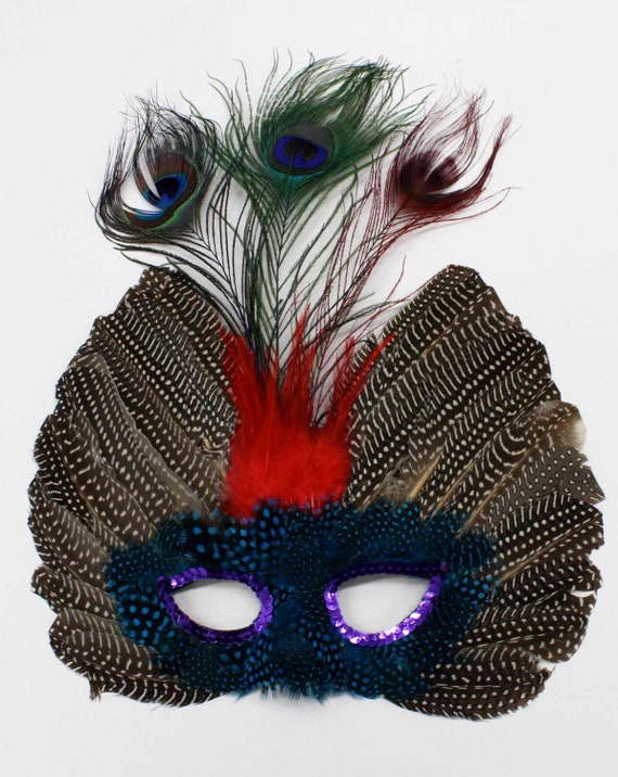 Peacock Feather Masquerade Mask Mardi Gras Mask Perfect For Etsy
