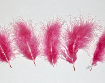 30 Pcs MARABOU PLUMAGE Feathers 2-5" Color : ROSE for Crafts / Halloween / Costume / Hats