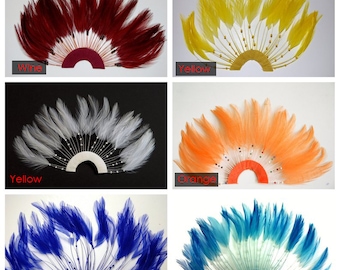 HALF PINWHEEL Hackle Feathers w/Beads Various Colors for Hats Millinery Craft Halloween Costume Design DIY