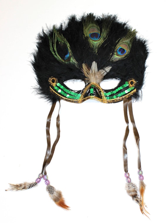 Coxeer Venetian M53 Feather Masquerade Mask Mardi Gras Mask for Halloween