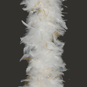 Chandelle Boa BRANCA 80 Gramas com LUREX DOURADO: Halloween/Traje/Mardi-Gras