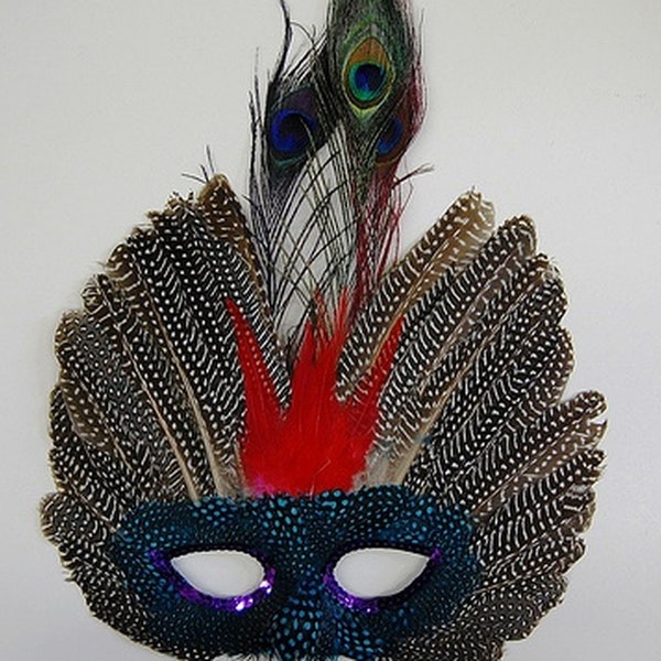 Feather Masquerade Mask Coxeer Venetian Mask Mardi Gras Mask for Halloween Costume Theater (M44)