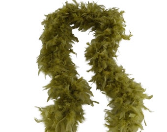 MOSS GREEN 80 Gram Chandelle Feather Boa 72" Length for Halloween Costume Mardi-Gras Bachelorette Craft