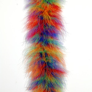 Boa di piume di marabù arcobaleno da 22 grammi, 72" di lunghezza / 2-4" di larghezza per costumi di Halloween LGBTQ+, design artigianale per feste fai da te