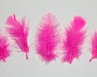 30 Pcs Turkey Plumage 1"-4" Feathers - SHOCKING PINK for Craft Hats Halloween Costume Design Fun School Project