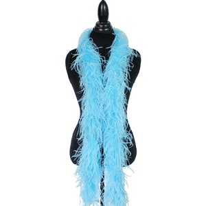 4 Ply AQUA BLUE Ostrich Feather Boa 2 Yards for Halloween Costume Craft Bridal Bachelorette Design DIY