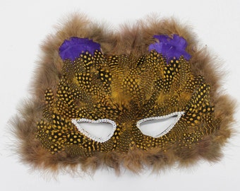 Feather Masquerade Mask, Coxeer Venetian Mask Mardi Gras Mask perfect for Halloween Costume (M48)