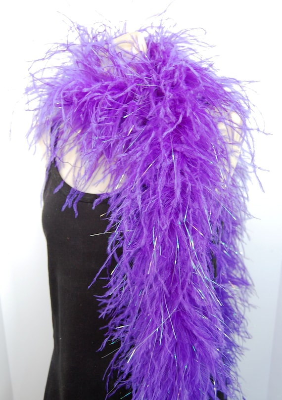 OnlineFeathers 4 Ply Purple/Hot Pink Ostrich Feather Boa 2 Yards for Costume Halloween Design Theater Bridal Craft Burlesque