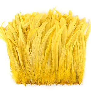 50 piezas de plumas amarillas con flecos COQUE de gallo de 6 a 10 pulgadas para recortar disfraces artesanales Halloween DIY diseño de sombreros