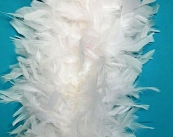 80 Gram WHITE Chandelle FEATHER Boa 72 Inches Long for Halloween Costume Craft Bachelorette Party