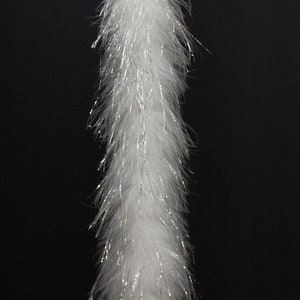 22 Gram WHITE w/ Silver Lurex Marabou Feather Boa 72&quot;  for Christmas Tree Costume Craft Design
