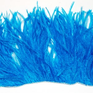 12&quot; Strip of OSTRICH Feather Fringe - TURQUOISE (4&quot;-6&quot; In Height)