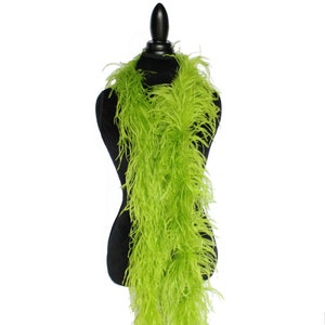 4 Ply LIME GREEN Ostrich Feather Boa 2 Yards for Halloween Costume Craft Bridal Bachelorette Design DIY