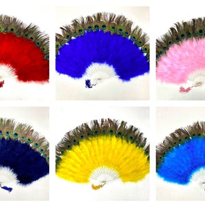 FANS Marabou Federn mit einseitigen PFAU Fans 30 &quot;x 15&quot; (Öffnet und schließt) für Halloween, Bachelorette, Hochzeiten, Burlesque