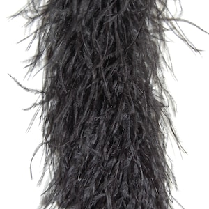 2 Ply BLACK Ostrich Feather Boa 2 Yards for Halloween Costume Craft Bachelorette Theater Design