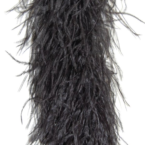 Boa en plumes d'autruche noir 2 plis 2 mètres pour costume d'Halloween artisanat conception de théâtre de bachelorette