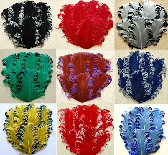 NAGORIE Curly Feather Pads 4-6" Tall Various Colors to Choose for Halloween Craft Costume Design Hats Headbands DIY