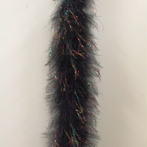 BLACK w/ Black Lurex 22 Gram Marabou FEATHER Boa 72 Inches for Craft Halloween Costume Hats Design DIY