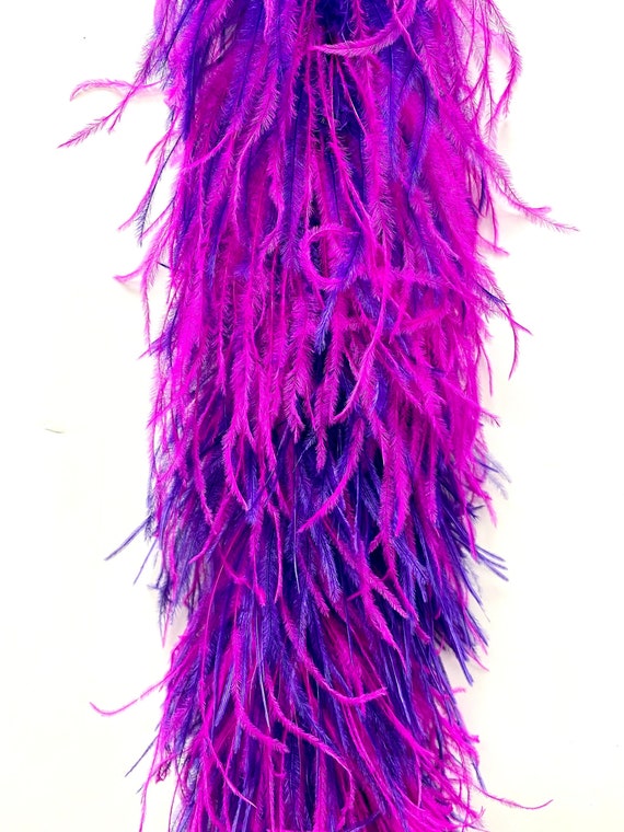 OnlineFeathers 4 Ply Purple/Hot Pink Ostrich Feather Boa 2 Yards for Costume Halloween Design Theater Bridal Craft Burlesque