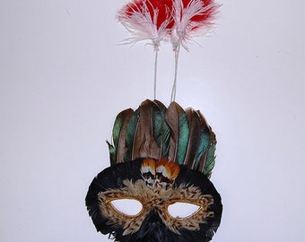 Feather Masquerade Mask Coxeer Venetian Mask Mardi Gras Mask for Halloween Costume Theater (M28)