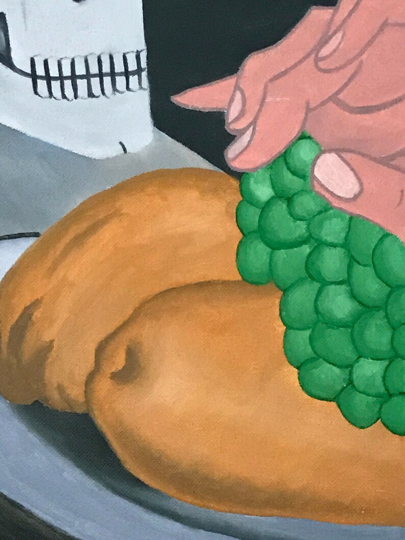 Original Painting Skull /& Fruits Oil on Canvas 24 x 24 ArtAbstractBones