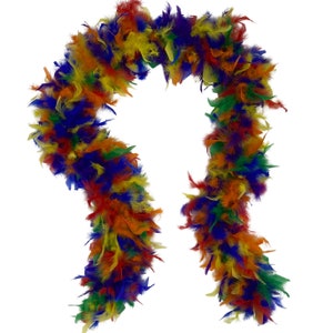 80 Gram RAINBOW Chandelle Feather Boa 72&quot; for Halloween/Costume/Mardi-Gras/Craft