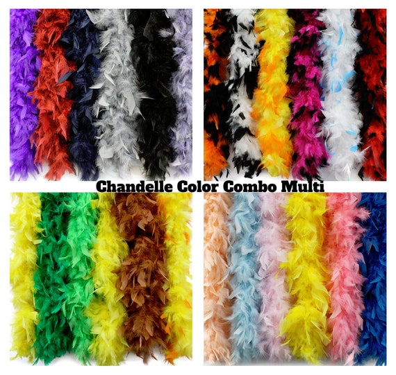 6 Pcs CHANDELLE FEATHER BOAS 72 Yellow/Green Combo for Halloween/Costume/ Party