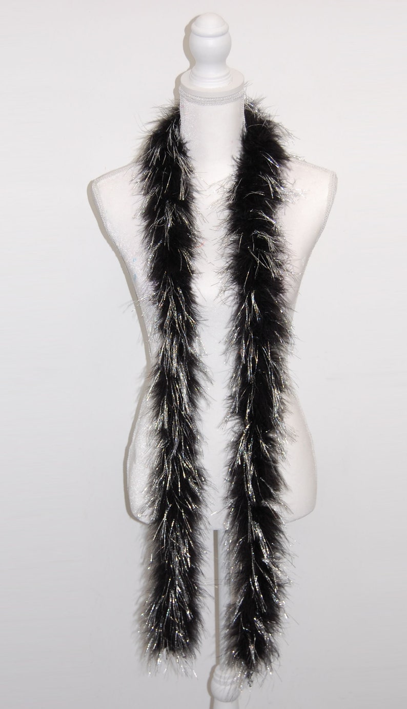 22 Gram Marabou FEATHER Boa 72 BLACK w/ Gold Lurex Etsy