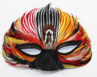 Feather Masquerade Mask, Coxeer Venetian Mask Mardi Gras Mask perfect for Halloween Costume (M26)