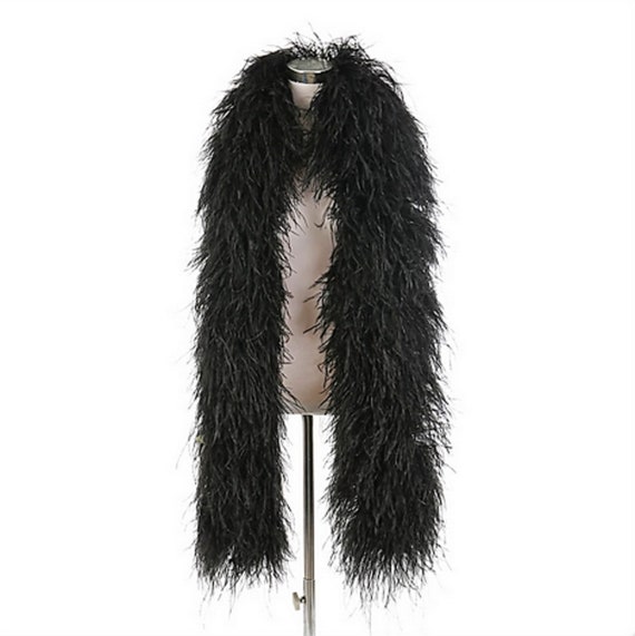 8 PLY THICK Ostrich BLACK Feather Boa 6-feet Long for  Burleque/costume/halloween/party 